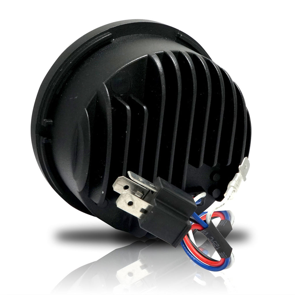 4.65 In LED Chrome Projector Headlight Harley Davidson Dyna Fat Bob FXDF 2008-2016 Black (2 Pack) Lighting