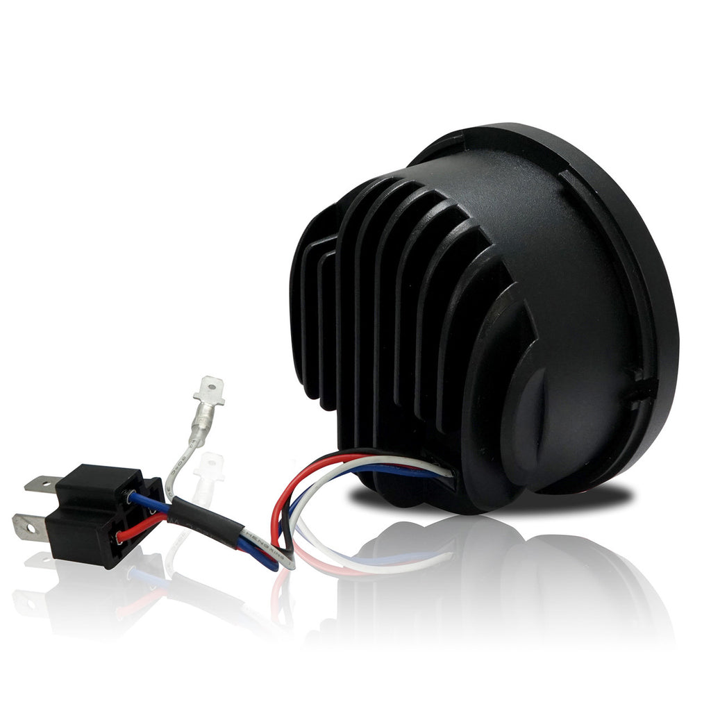 4.65 In LED Chrome Projector Headlight Harley Davidson Dyna Fat Bob FXDF 2008-2016 Black (2 Pack) Lighting