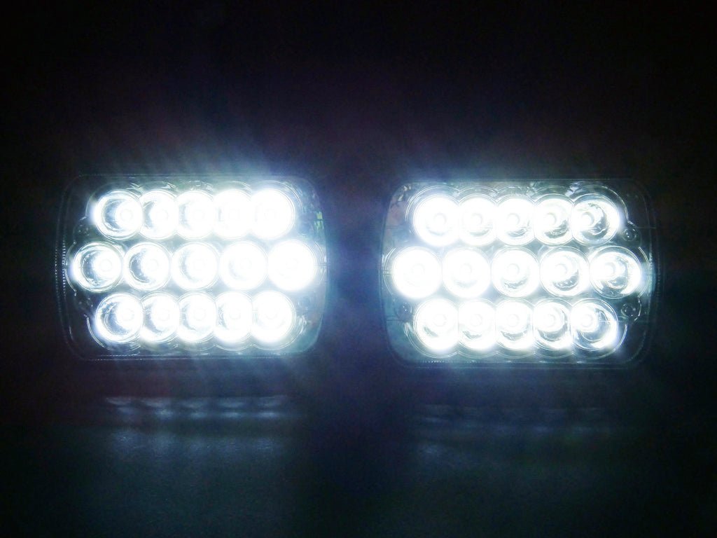 4x6 LED Array Headlights H4651 H4652 H4656 H4666 H6545 Chrome Set Lighting