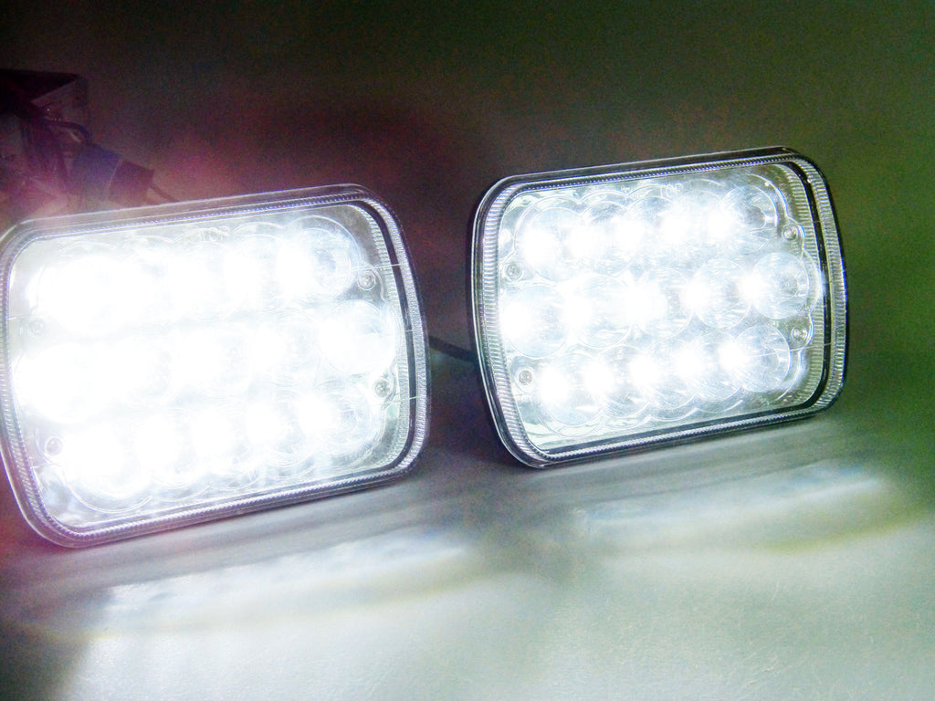 4x6 LED Array Headlights H4651 H4652 H4656 H4666 H6545 Chrome Set Lighting