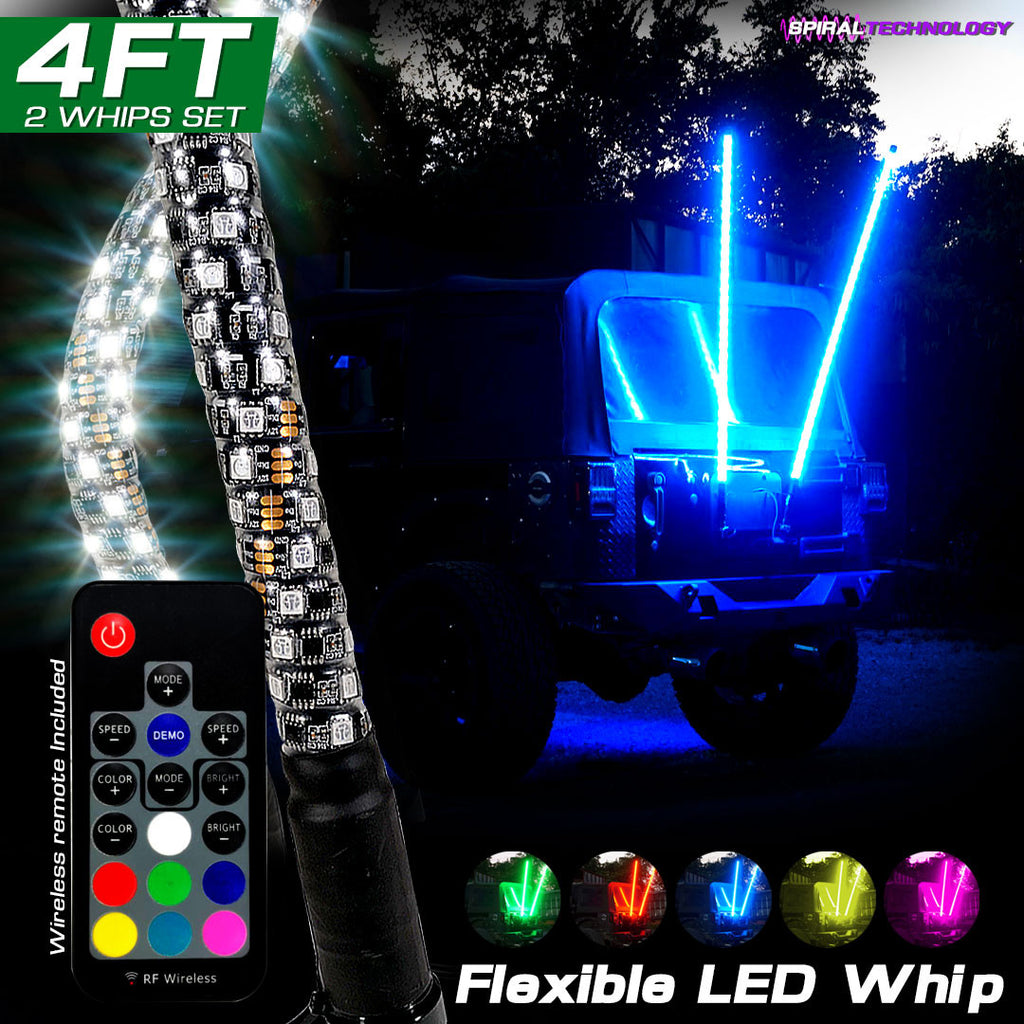 LED RGB Color Changing Whip Lights 3 Feet 4 Feet 5 Feet Lighting