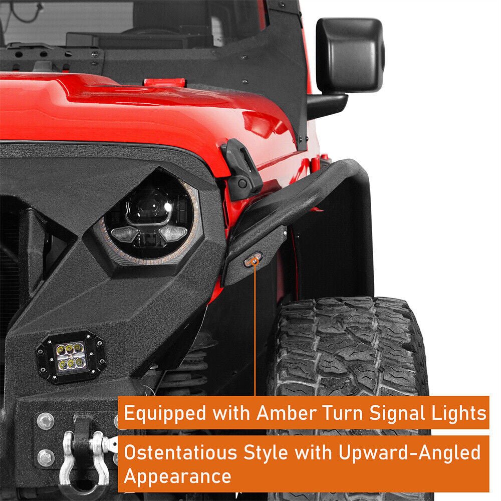 Front And Rear Tube Fender Flares with Removable LED Turn Signals for 2018 - 2024 Jeep Wrangler JL - GENSSI Exterior Part