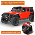 Front And Rear Tube Fender Flares with Removable LED Turn Signals for 2018 - 2024 Jeep Wrangler JL - GENSSI Exterior Part