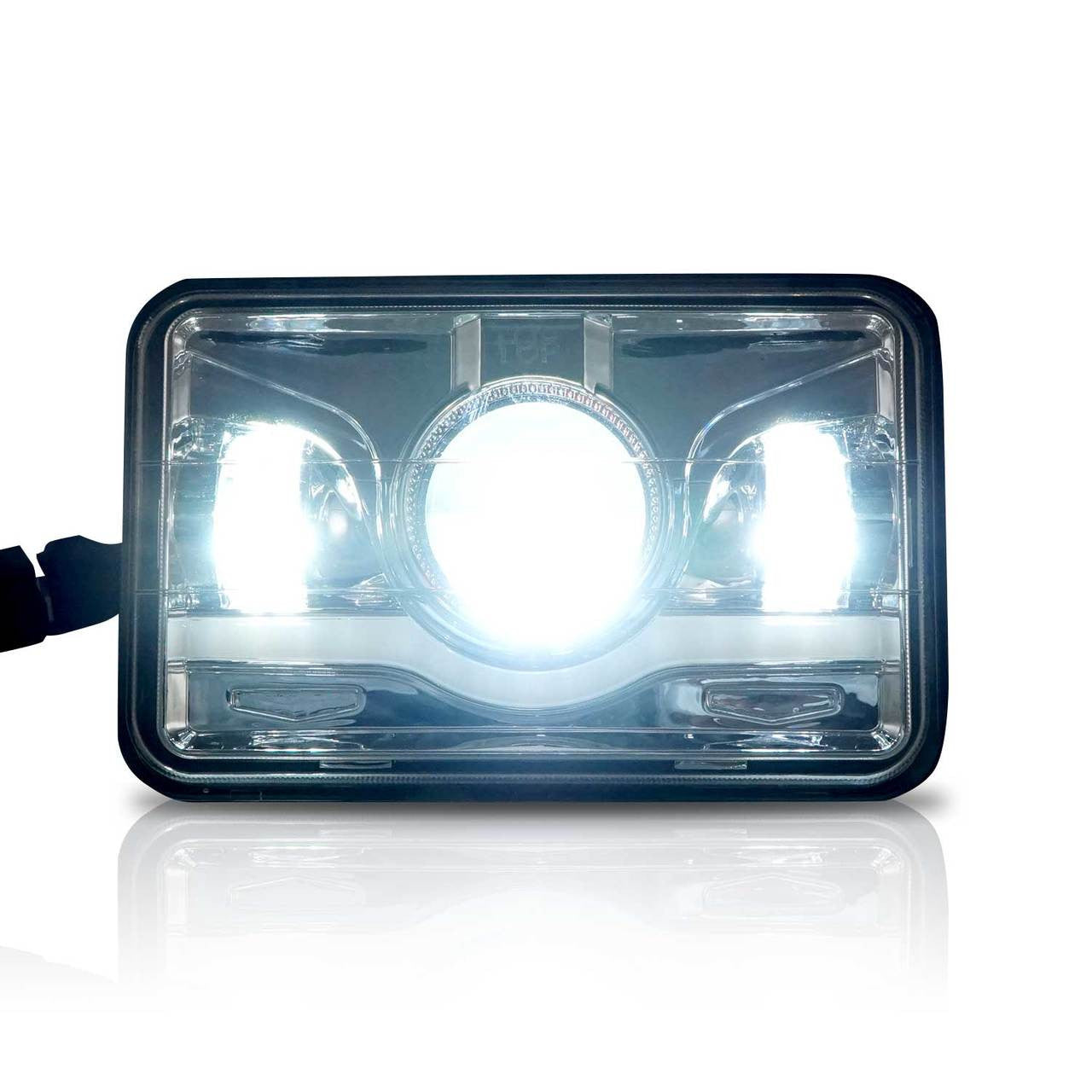 4x6 LED Projector Demon DRL Eyes Headlights Chrome Set Lighting