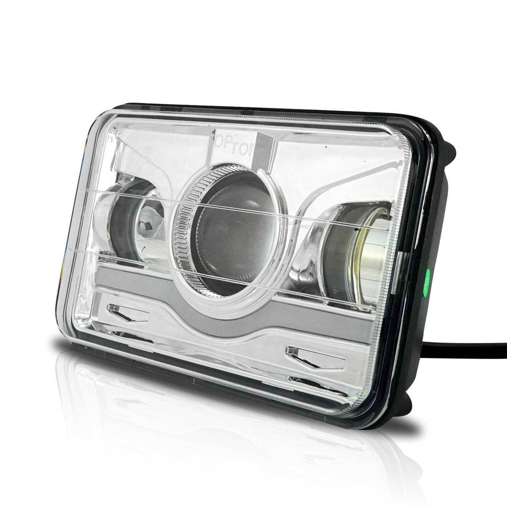 4x6 LED Projector Demon DRL Eyes Headlights Chrome Set Lighting