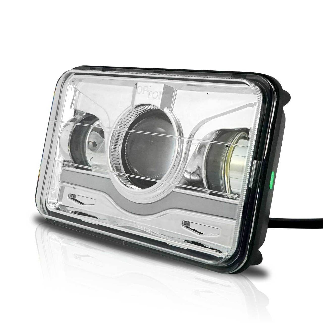 4x6 LED Projector Demon DRL Eyes Headlights Chrome Set Lighting