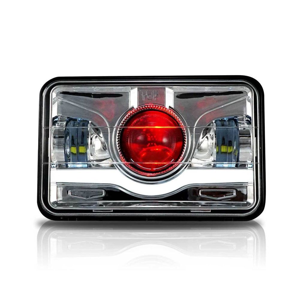 4x6 LED Projector Demon DRL Eyes Headlights Chrome Set Lighting