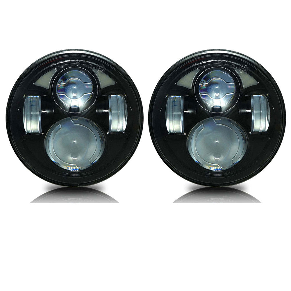5.75 (5 3/4) Inch LED Black Projector Headlights Round Set Lighting