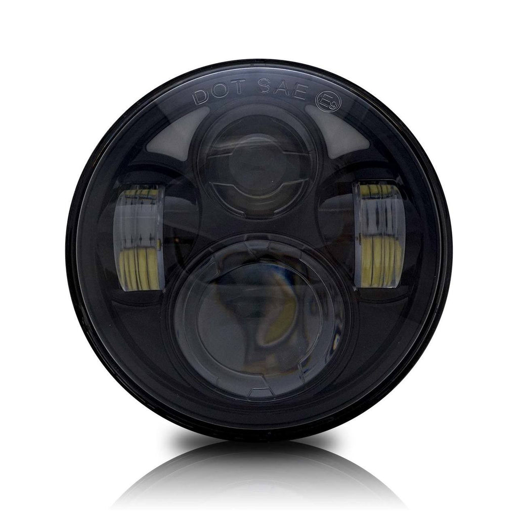 5.75 (5 3/4) Inch LED Black Projector Motorcycle Headlight Round Lighting