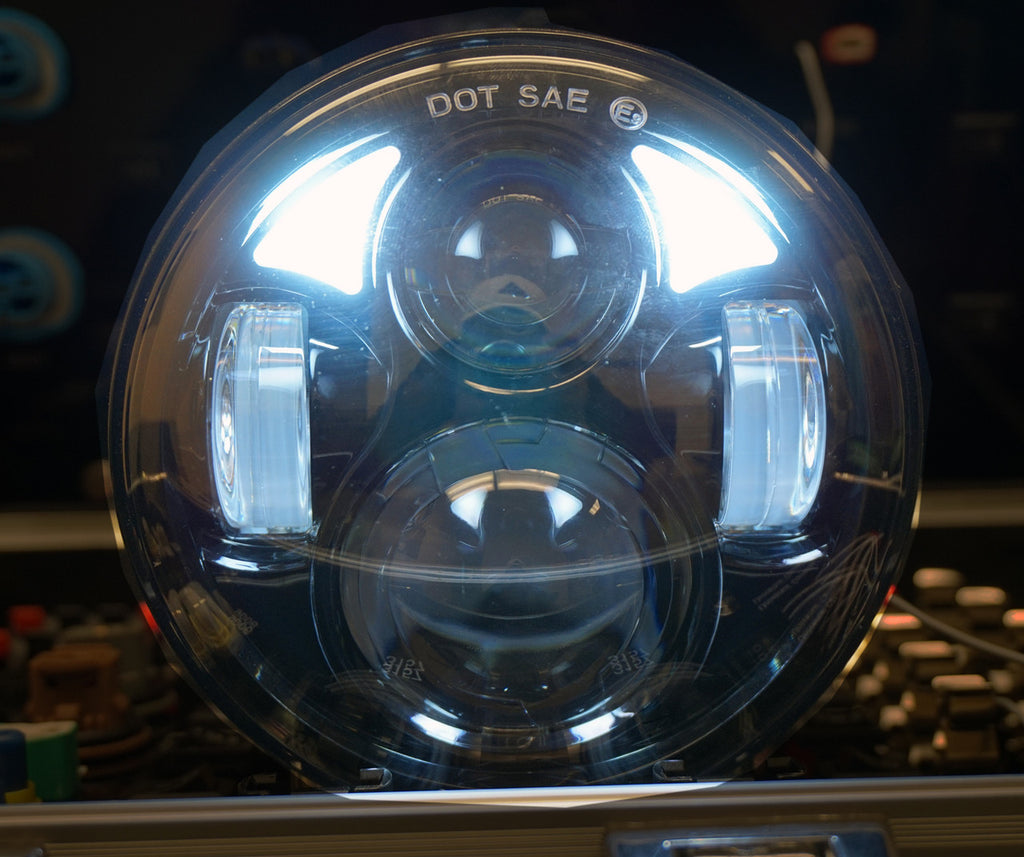 5.75 (5 3/4) Inch LED Black Projector Motorcycle Headlight Round Lighting