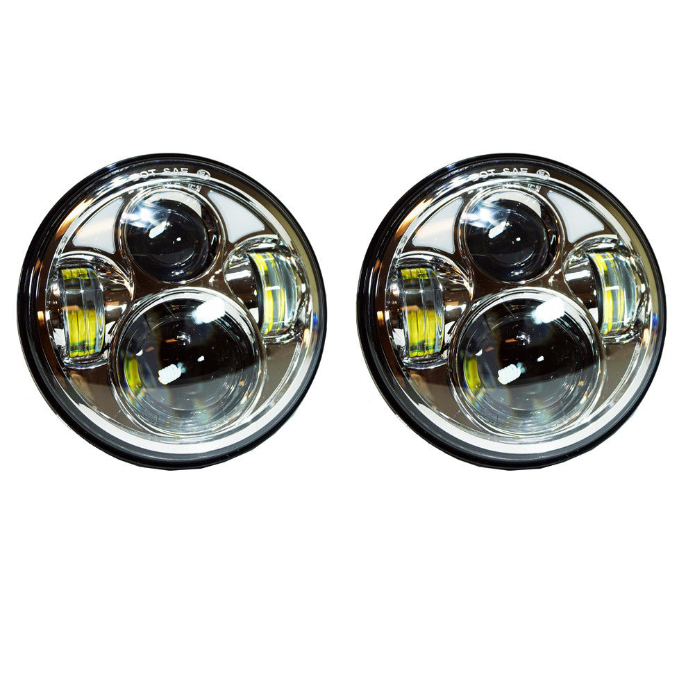 5.75 (5 3/4) Inch LED Chrome Projector Headlights Round Set Lighting