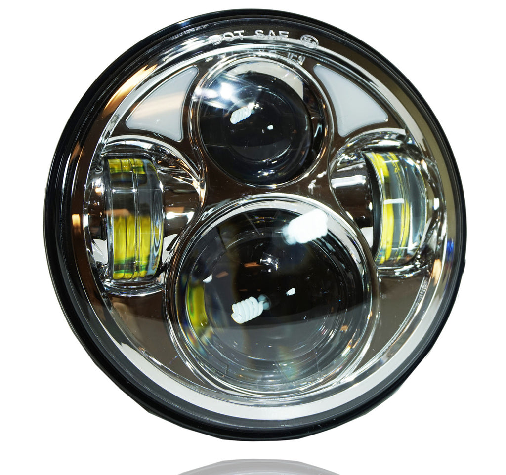 5.75 (5 3/4) Inch LED Chrome Projector Headlights Round Set Lighting