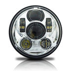 5.75 (5 3/4) In LED Projector Headlights Round DOT V2 Chrome Set - GENSSI Lighting