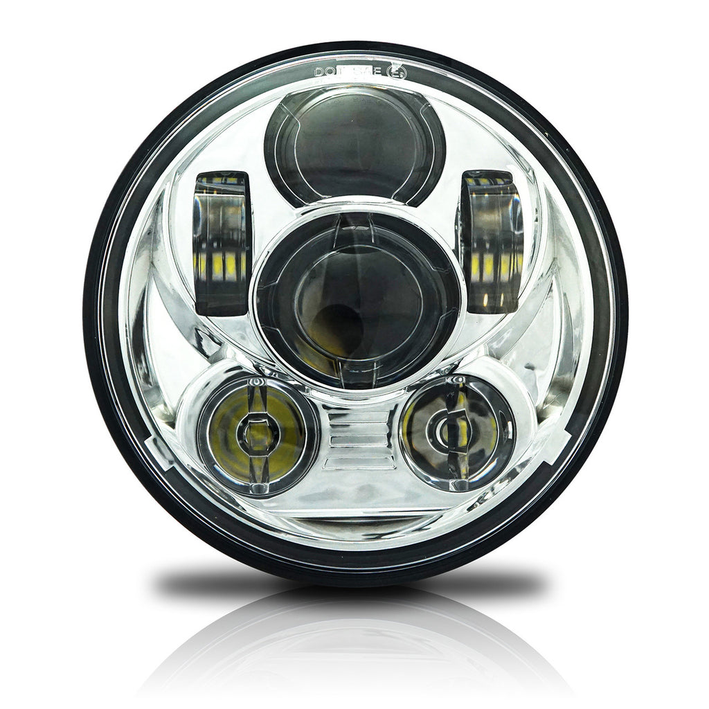 5.75 (5 3/4) In LED Projector Headlights Round DOT V2 Chrome Set Lighting