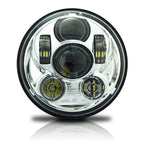 5.75 (5 3/4) In LED Projector Motorcycle Headlight Round DOT V2 Chrome - GENSSI Lighting