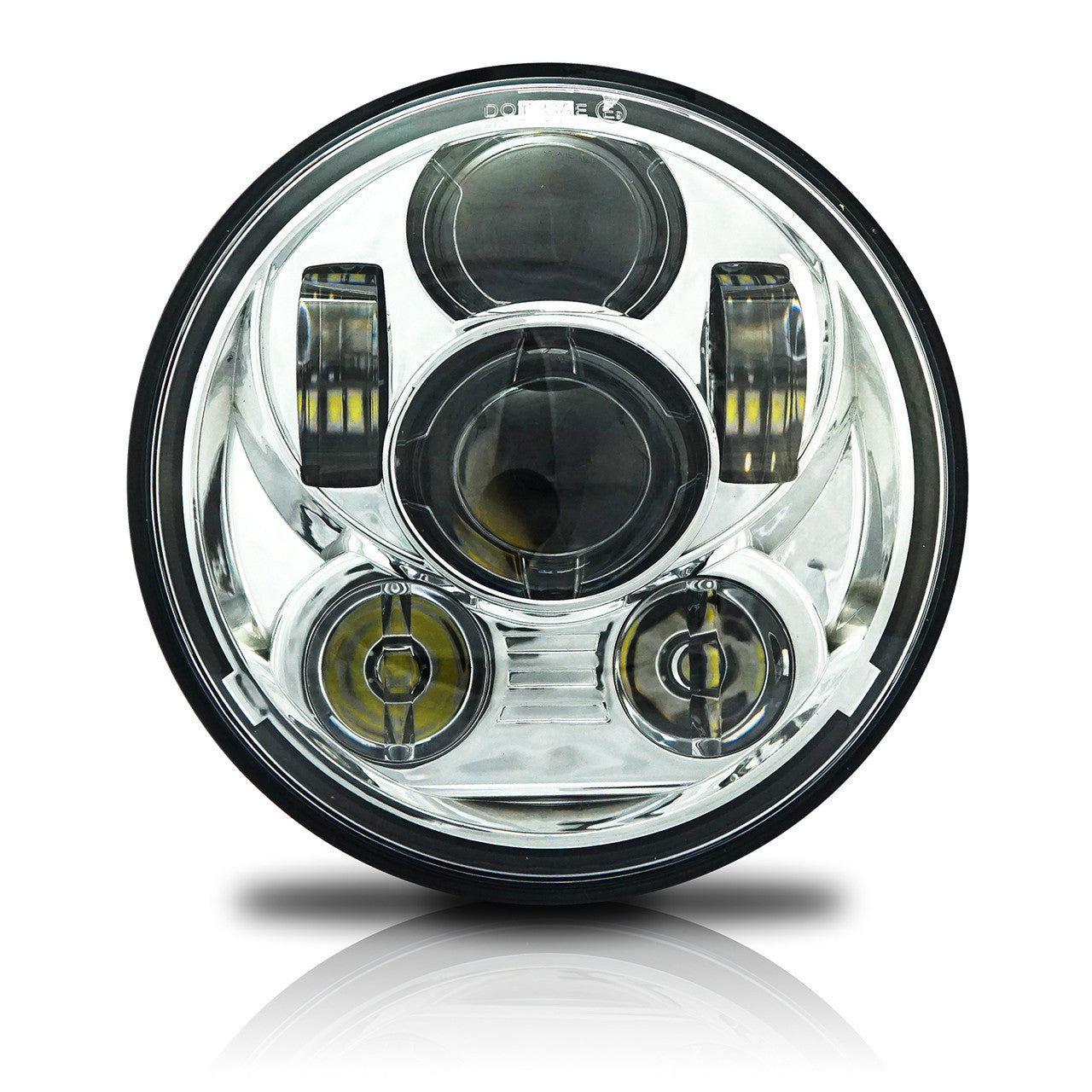 5.75 (5 3/4) In LED Projector Motorcycle Headlight Round DOT V2 Chrome Lighting