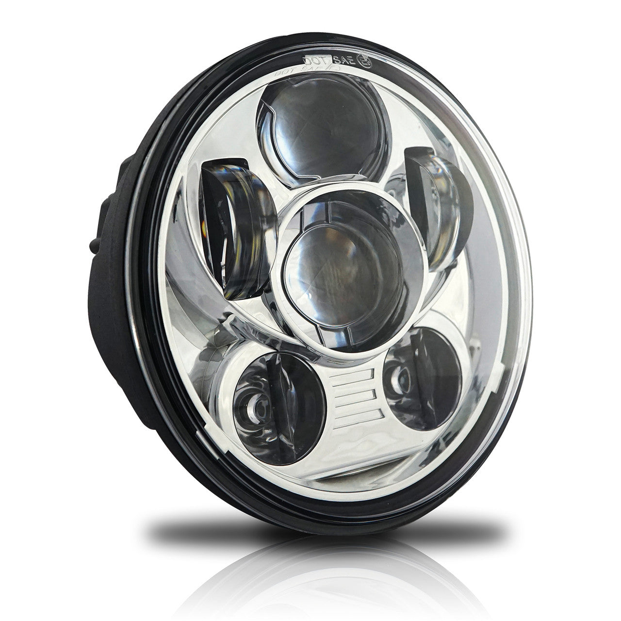 5.75 (5 3/4) In LED Projector Headlights Round DOT V2 Chrome Set Lighting