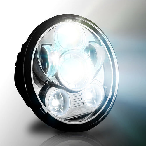 5.75 (5 3/4) In LED Projector Motorcycle Headlight Round DOT V2 Chrome - GENSSI Lighting