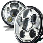 5.75 (5 3/4) In LED Projector Headlights Round DOT V2 Chrome Set Lighting