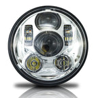 5.75 (5 3/4) In LED Projector Headlights Round DOT V2 Chrome Set - GENSSI Lighting