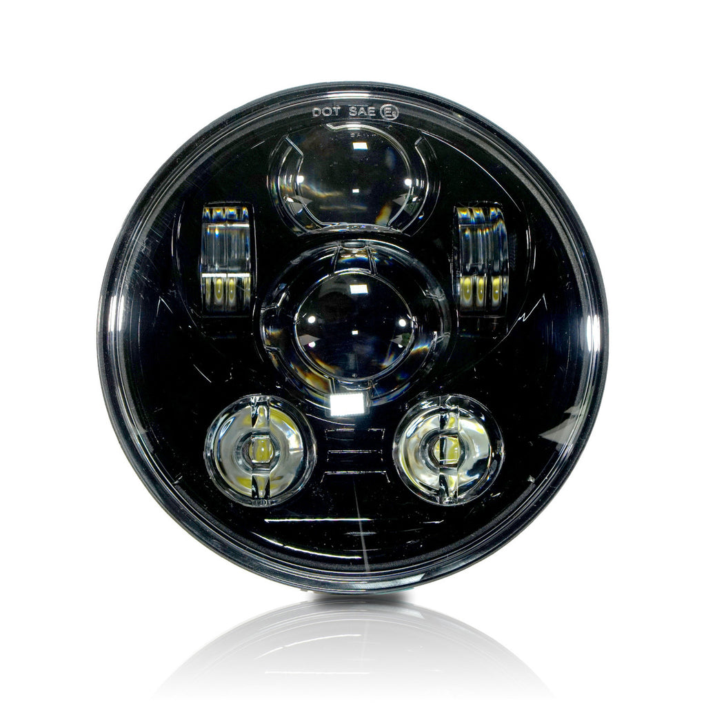 5.75 (5 3/4) In LED Black Projector Motorcycle Headlight Round DOT V2 Lighting