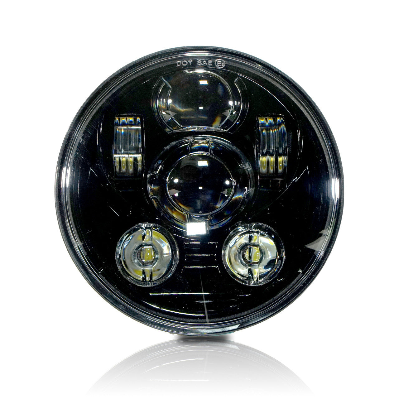 5.75 (5 3/4) In LED Black Projector Motorcycle Headlight Round DOT V2 Lighting