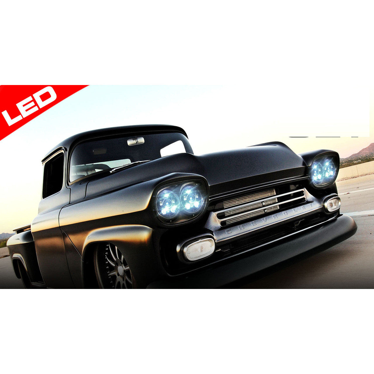 5.75 (5 3/4) In LED Black Projector Headlight Round DOT V2 Set Lighting