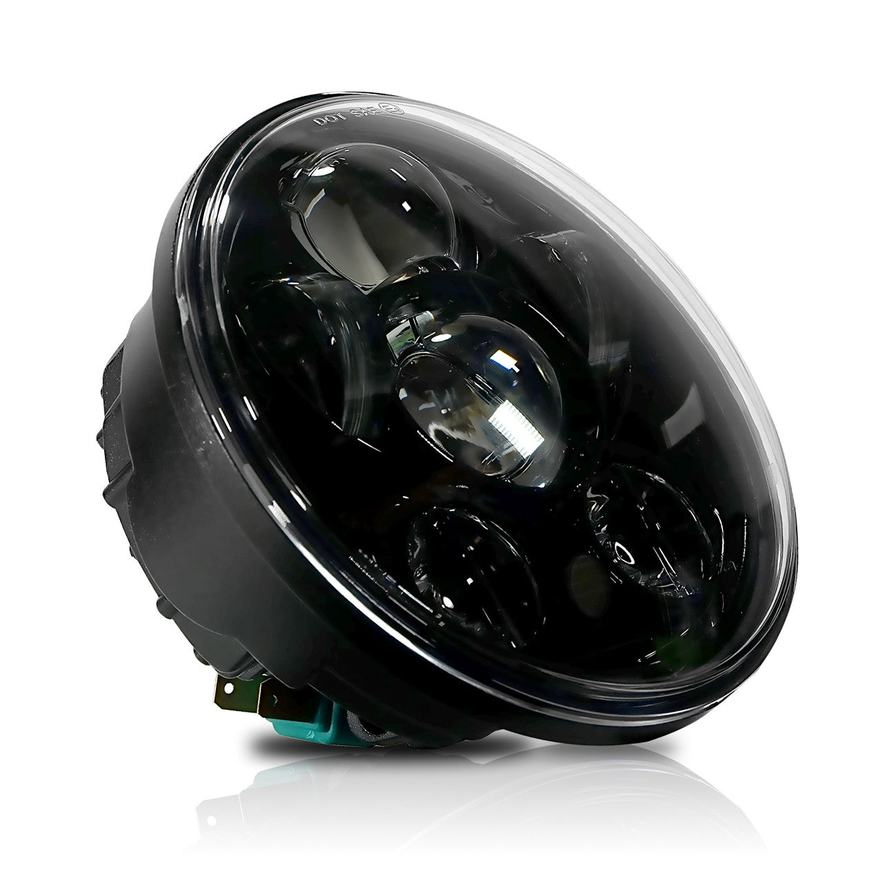 5.75 (5 3/4) In LED Black Projector Motorcycle Headlight Round DOT V2 Lighting