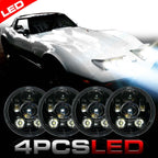 5.75 (5 3/4) In LED Black Projector Headlight Round DOT V2 Set - GENSSI Lighting