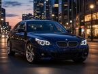 2008-2010 BMW 5 Series E60 with black HID angel eye headlights installed