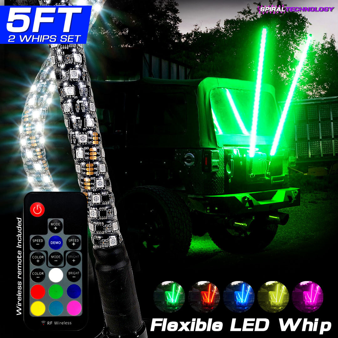 LED RGB Color Changing Whip Lights 3 Feet 4 Feet 5 Feet Lighting