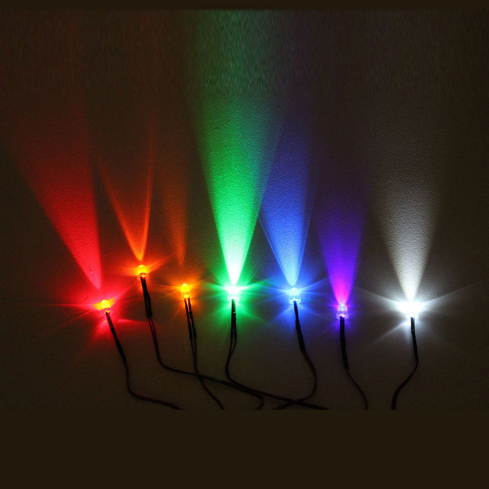 5mm Round LED Lights with 55cm Wire 12V (10 Pack) Lighting