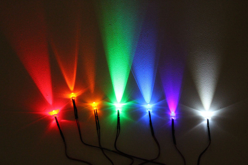 8mm Round LED Lights with 55cm Wire 12V (10 Pack) Lighting