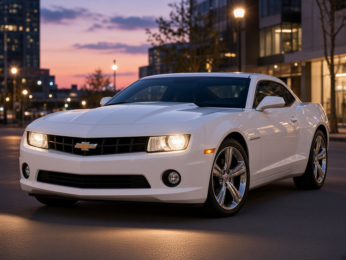 2010-2013 Chevrolet Camaro with chrome halogen headlights installed