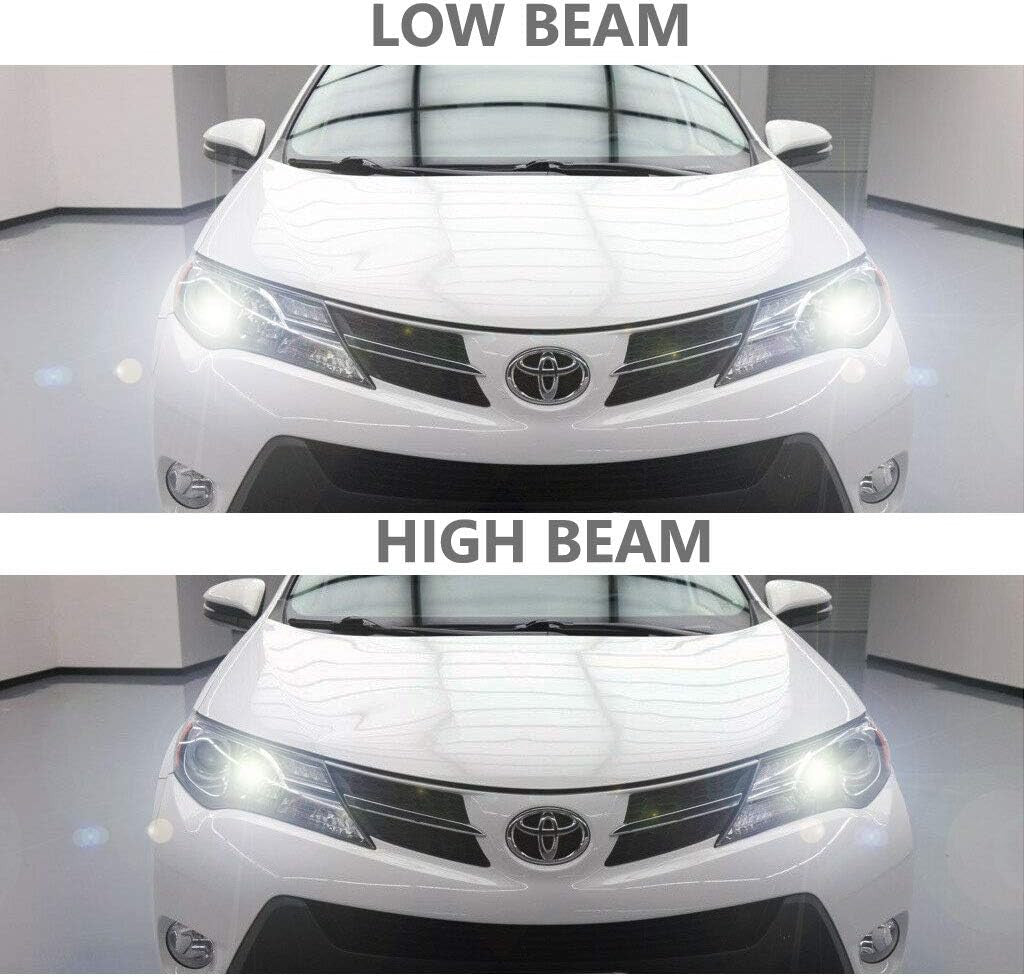 LED Headlight Kit Low Beam and High Beam Light Set Compatible with Toyota Rav4 2013-2015 Lighting