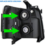 LED Headlight Kit Low Beam and High Beam Light Set Compatible with Chevy Silverado Sierra 1500 2500 3500 HD - GENSSI Lighting