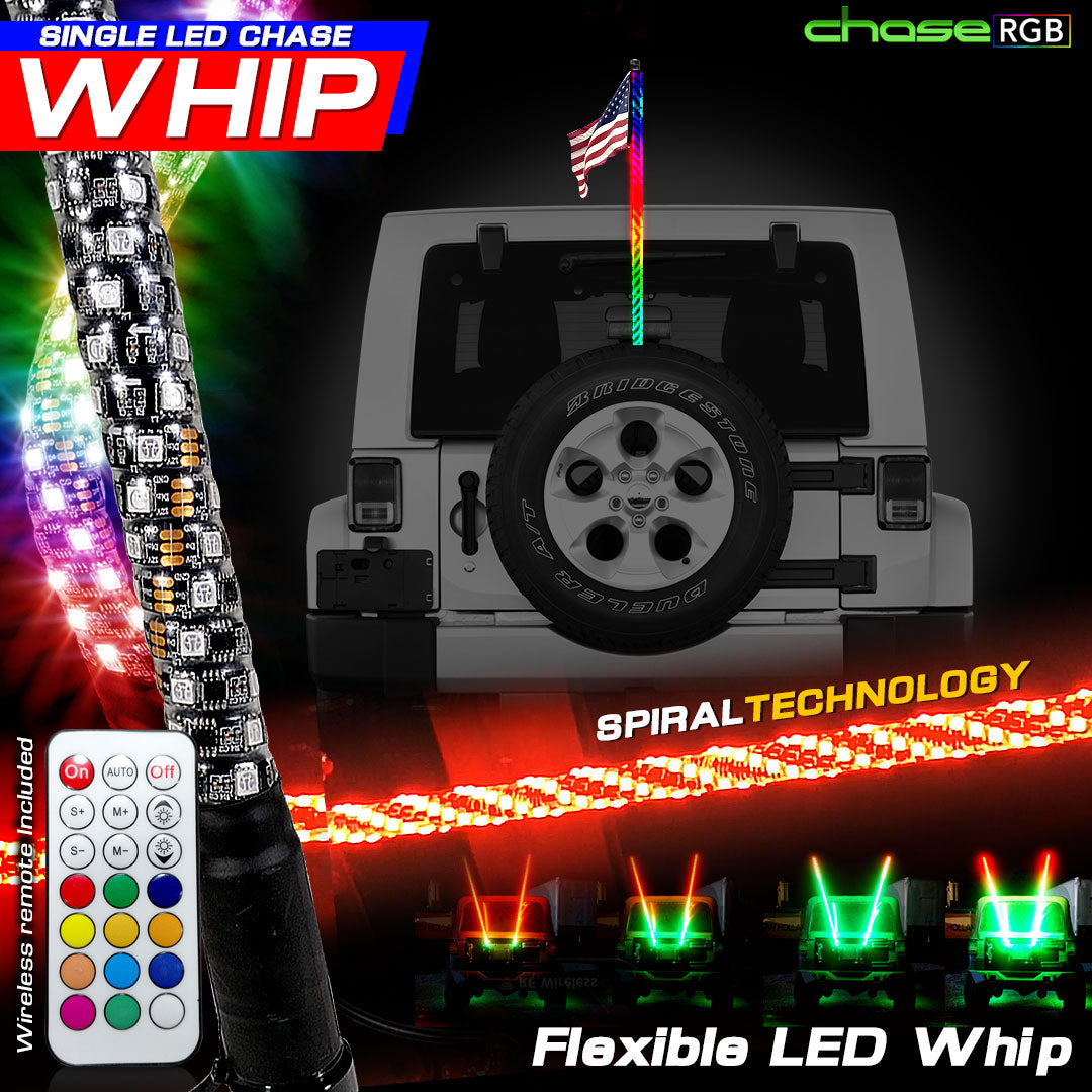 LED RGB Color Chasing Whip Lights 3 4 5 Feet 4 Feet Single Lighting