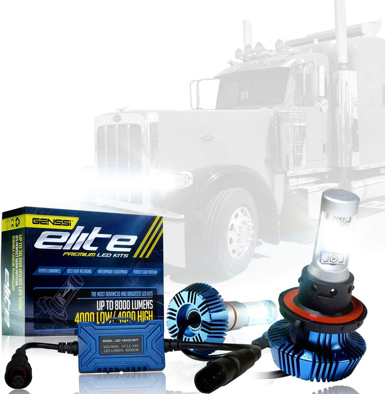 Genssi LED Headlight Headlamp Bulb Kit High Beam Compatible with Peterbilt 388 389 2008-2019 Lighting