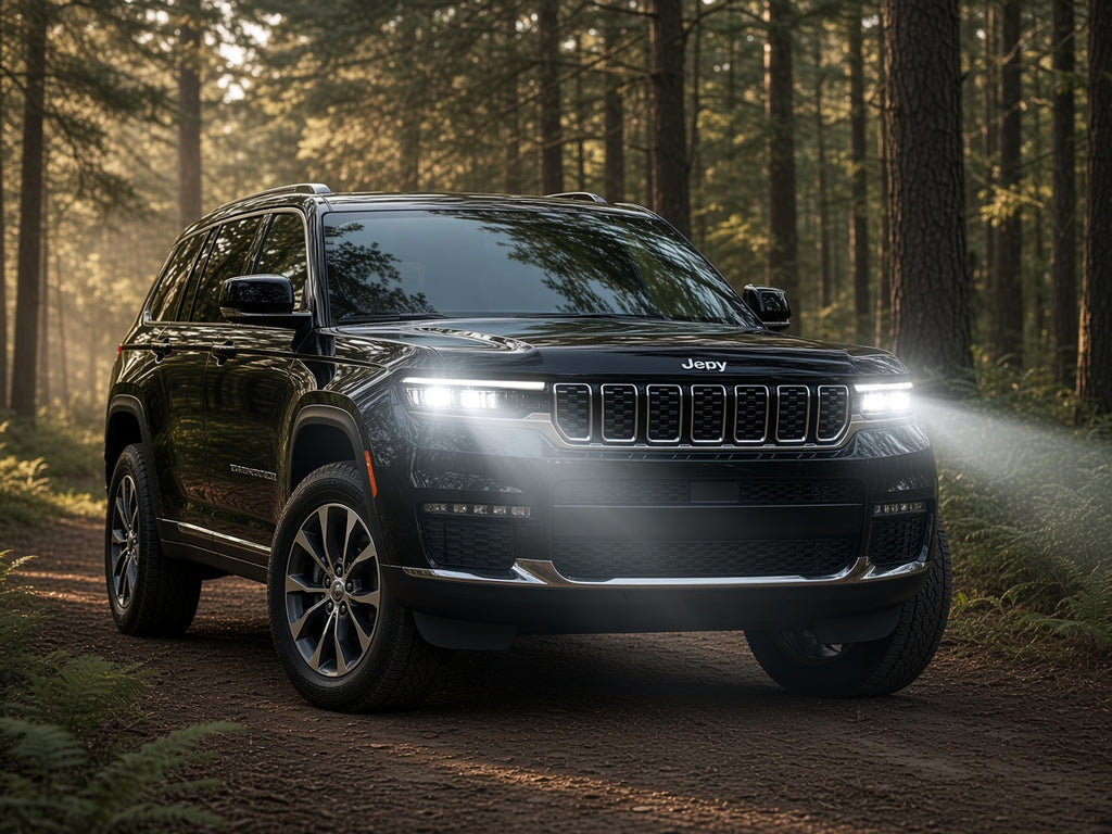 2021-2024 Jeep Grand Cherokee L with black LED headlights installed