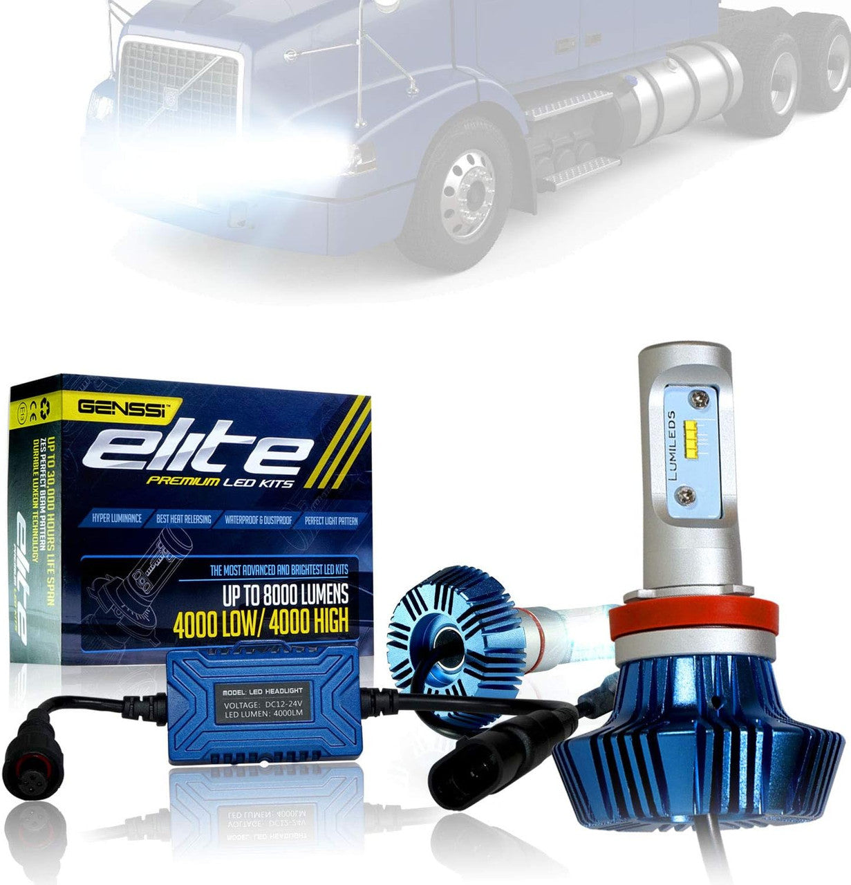LED Conversion Kit Bulbs Compatible with Volvo VN VNL 300 VNM 200 Truck Headlight Lamp High Low Lighting