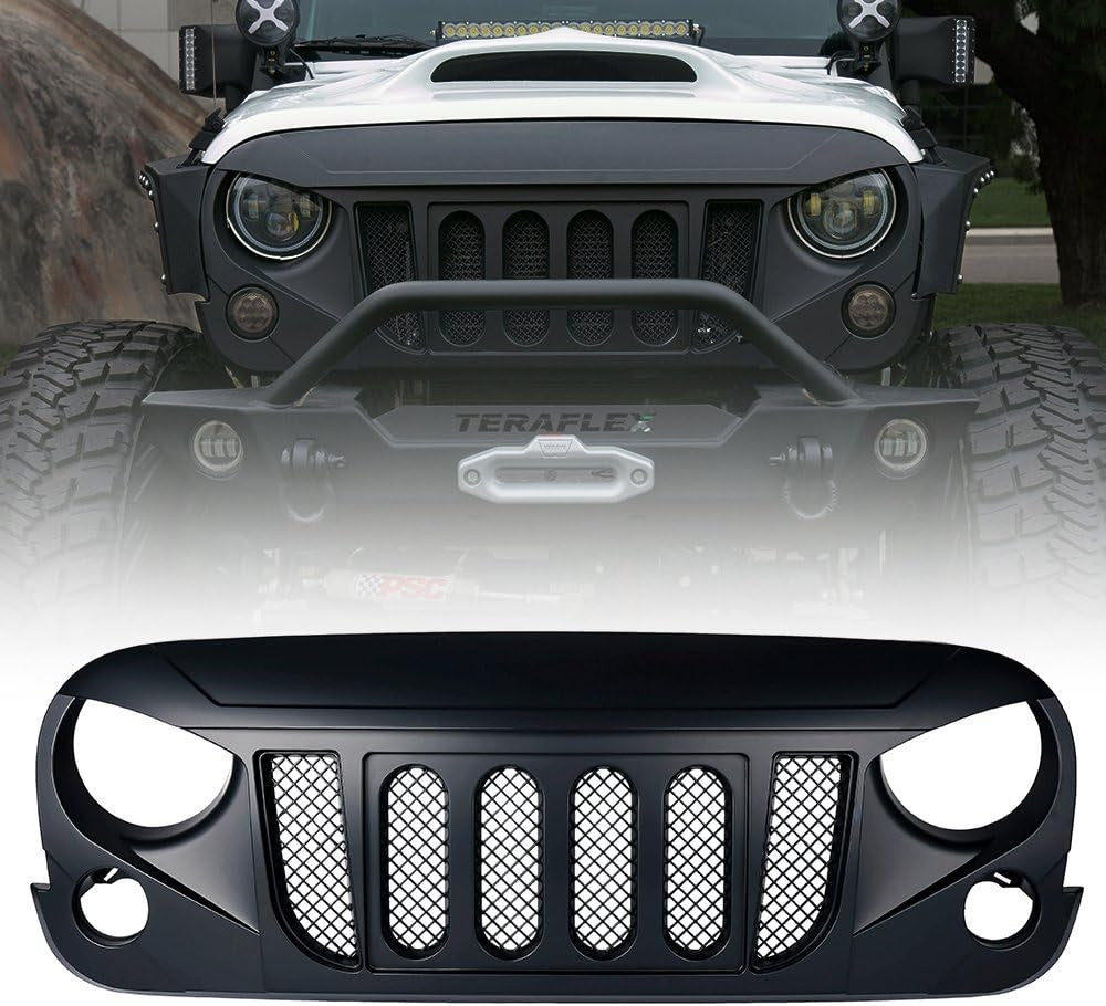 Matte Black Transformer Mesh Grille for Jeep Wrangler Rubicon Sahara Sport JK 2007-2018 Grille