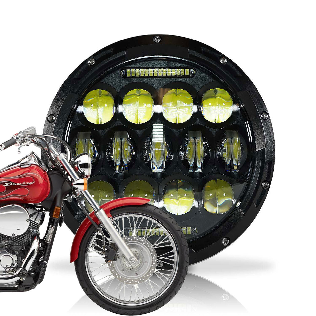 7 Inch Honeycomb Array Black LED Motorcycle Headlight Lighting