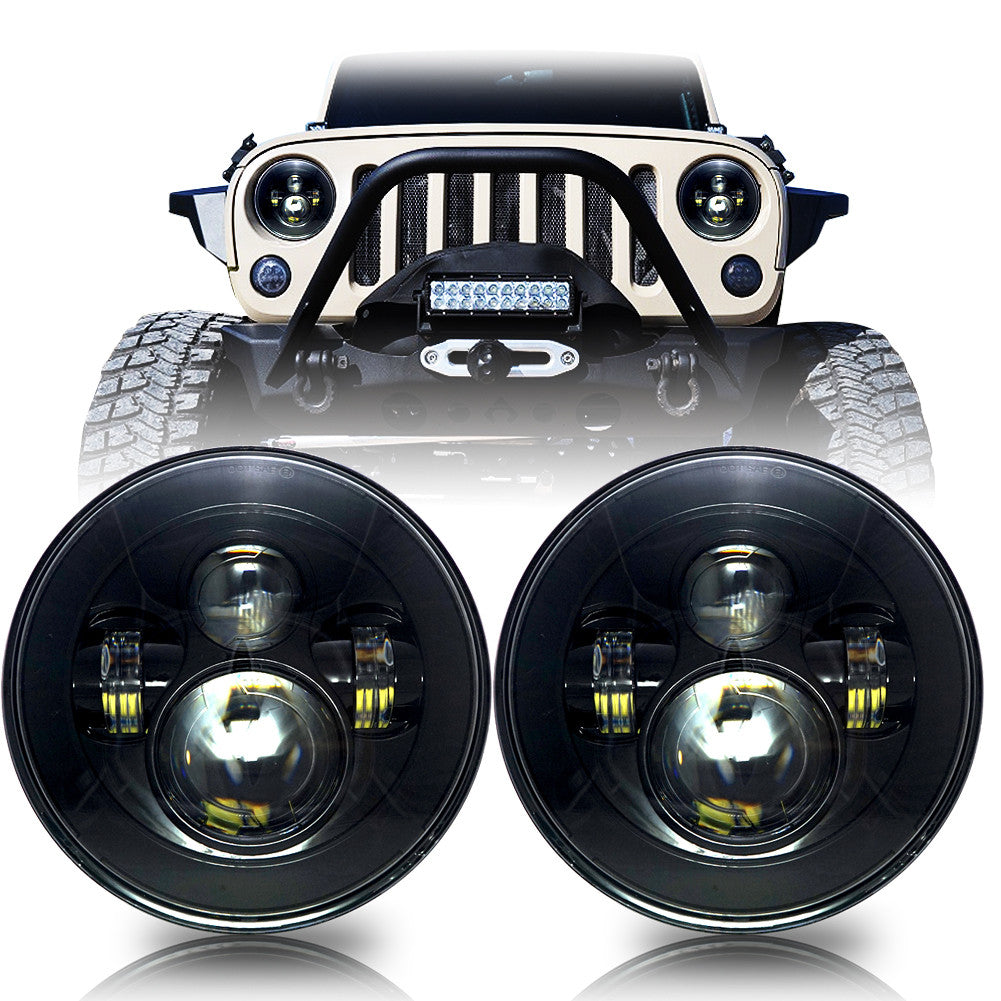 Black Projector LED Headlights for Wrangler 1996-2018 Lighting