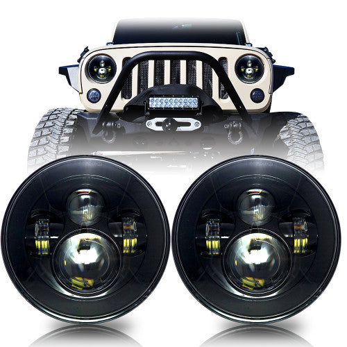 Black Projector LED Headlights for Wrangler 1996-2018 Default Title Lighting