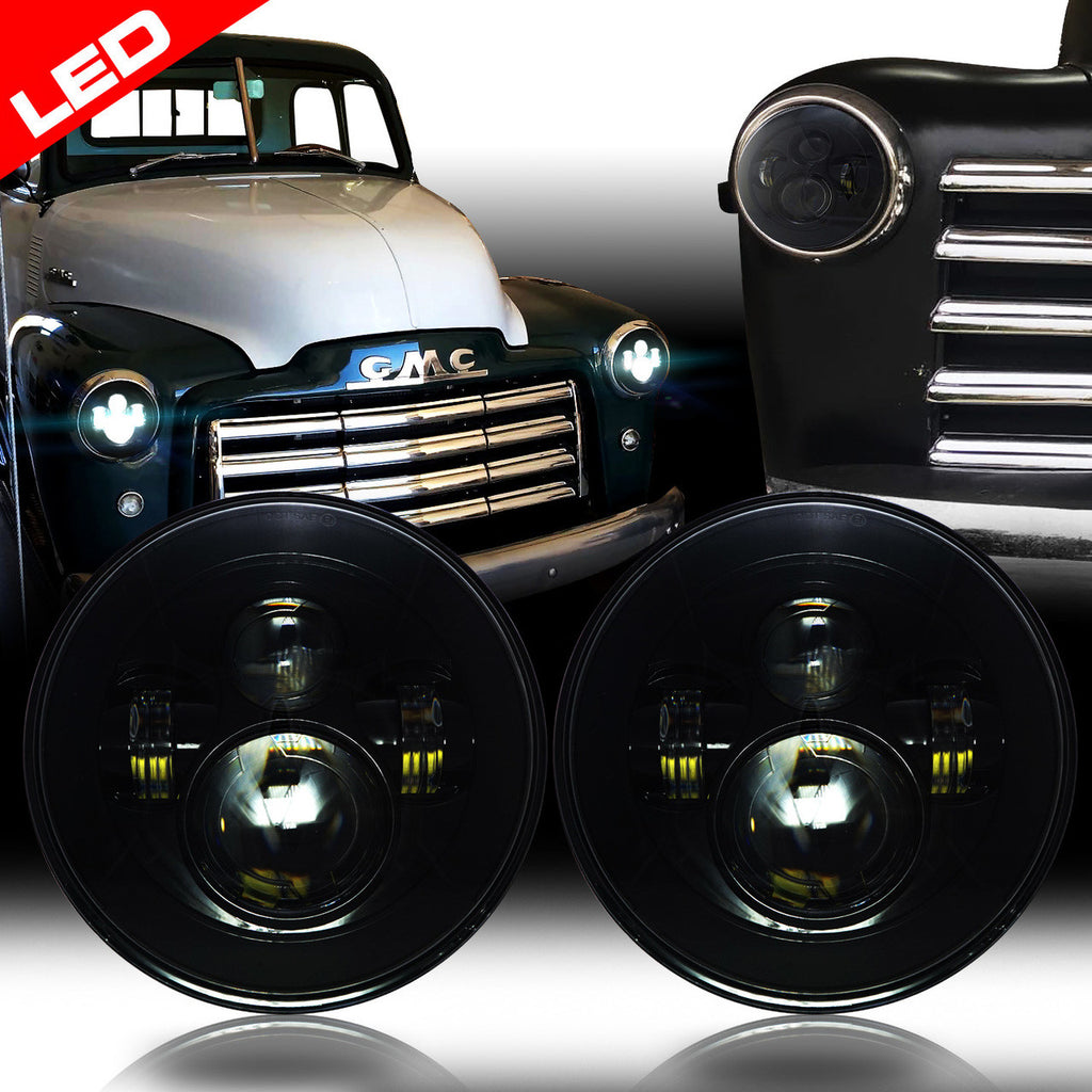 7 Inch Projector Black LED Headlights Set Lighting