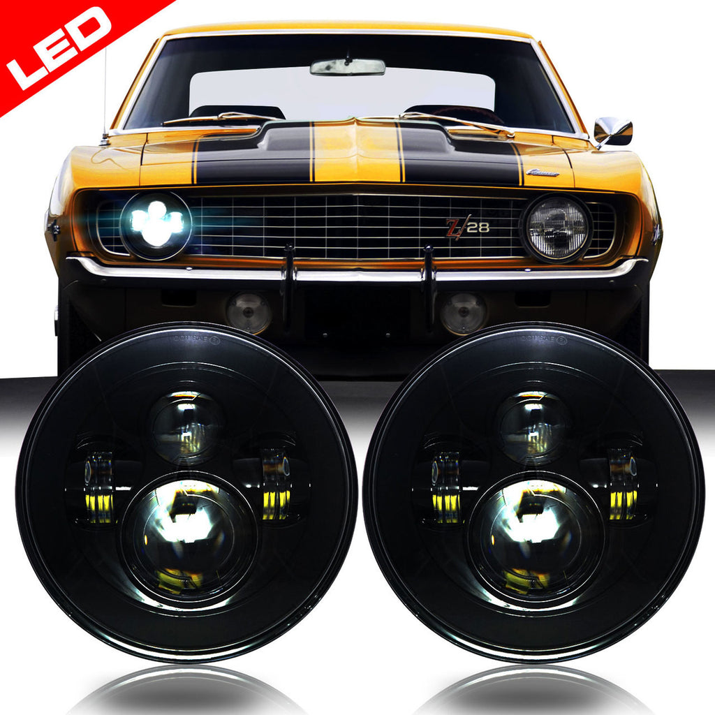 7 Inch Projector Black LED Headlights Set Lighting