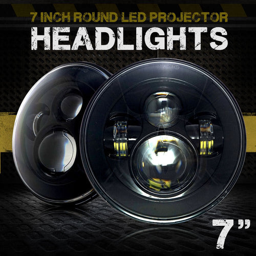 7 Inch Projector Black LED Headlights Set - GENSSI Lighting