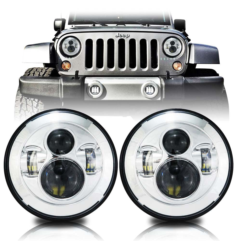 Chrome Projector LED Headlights for Wrangler 1996-2018 Lighting