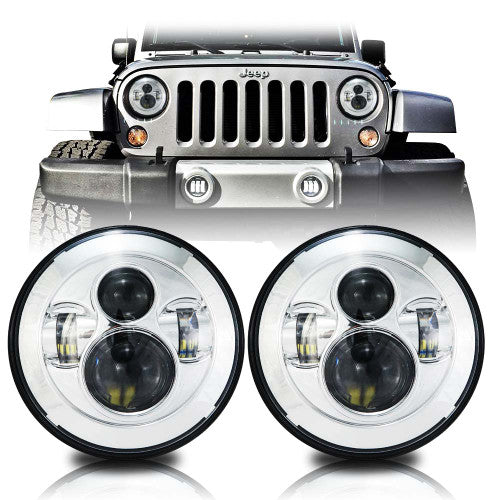 Chrome Projector LED Headlights for Wrangler 1996-2018 Default Title Lighting