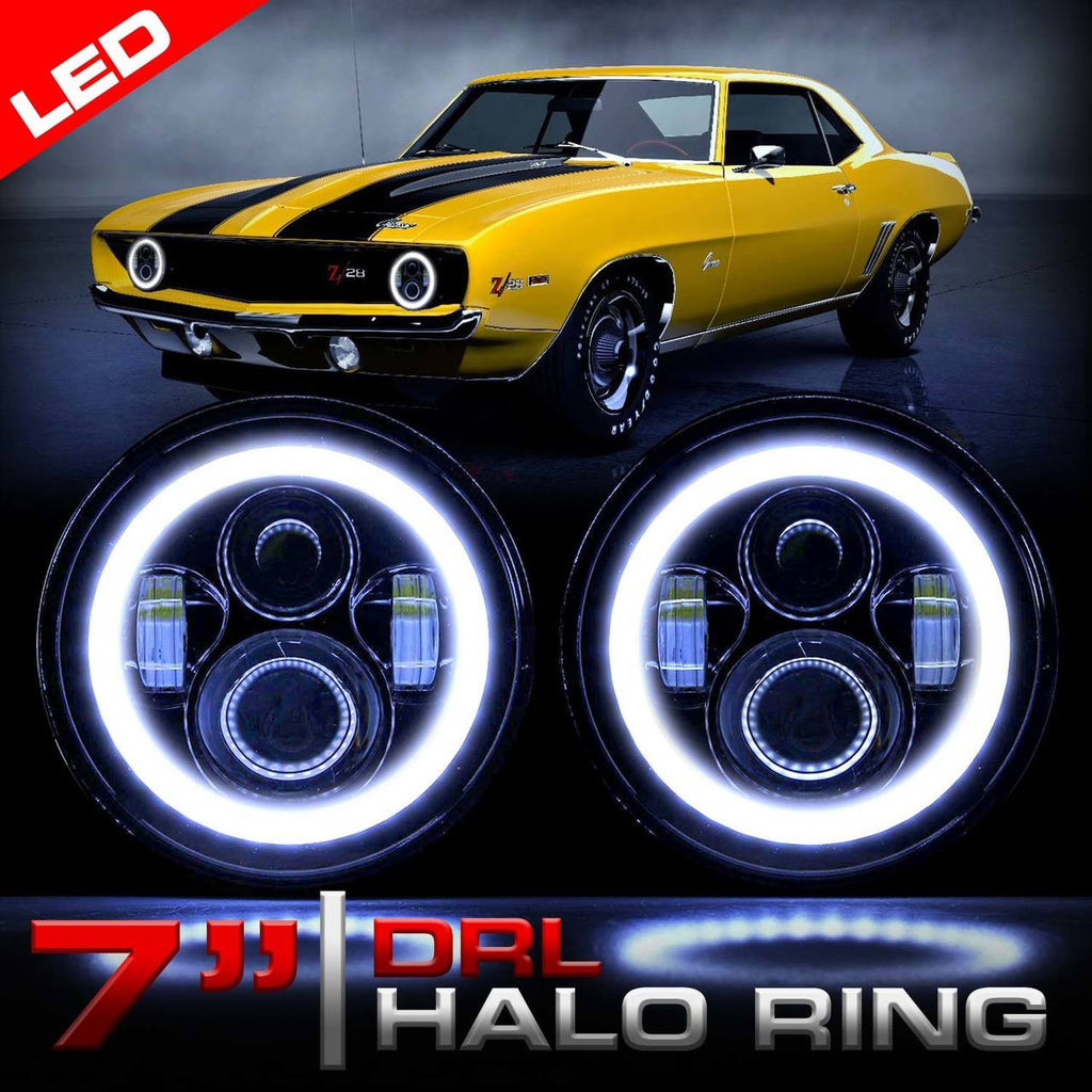 HALO Projector Black LED Headlights for Wrangler 1996-2018 Lighting